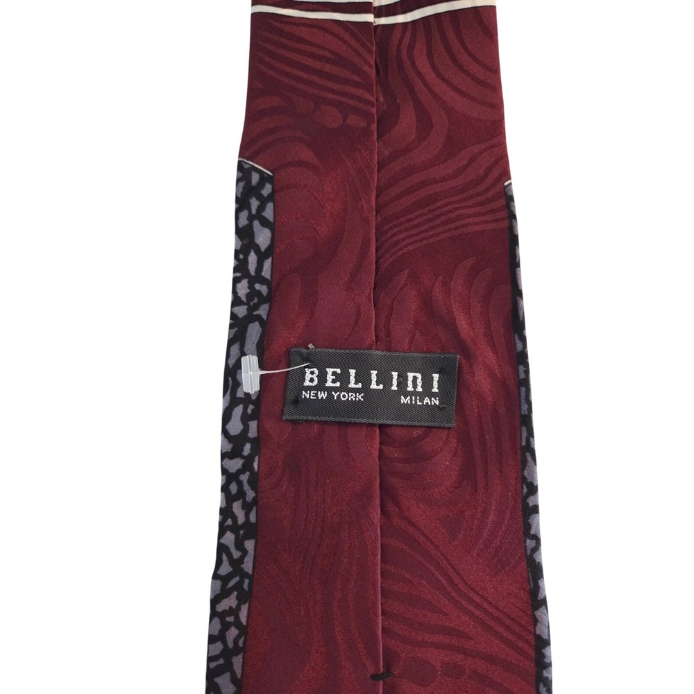 Bellini New York Milan Burgundy‎ Red Abstract Silk Necktie Men's Fashion